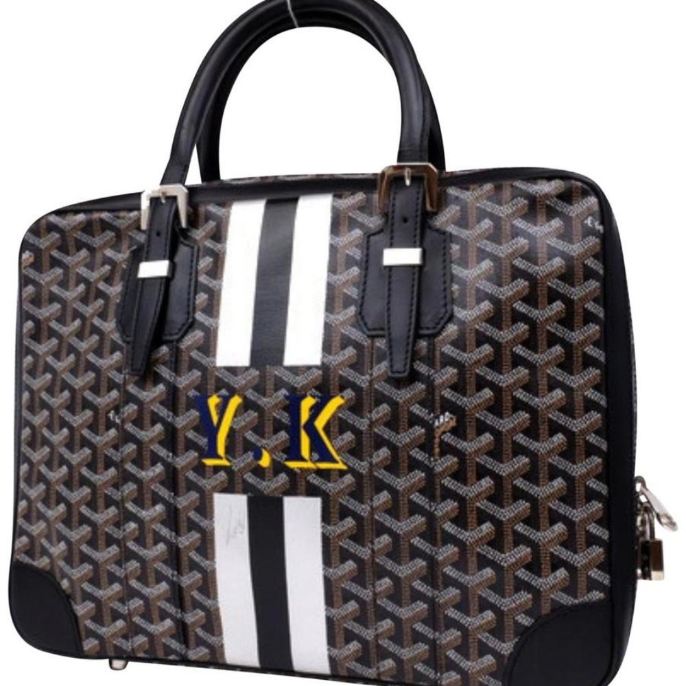 Goyard Black Chevron Goyardine Diplomat Briefcase